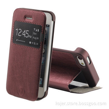 Hot-standing Leather Flip Phone Cases for iPhone 5S, OEM Orders Welcomed